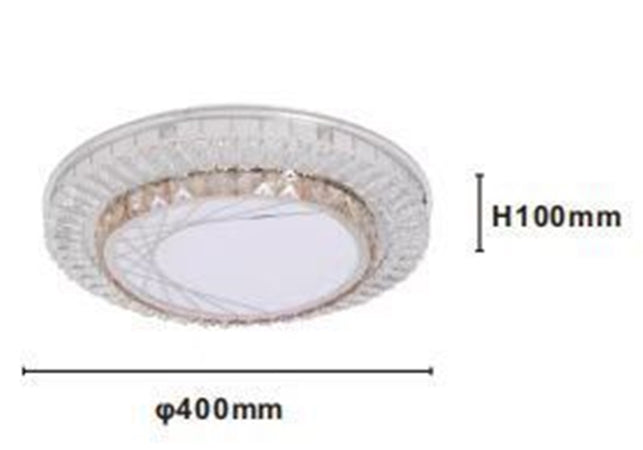 Plafoniera Da Soffitto 45w ø40cm Led A Strati Cristalli Ragnatela Luce Fredda 12190