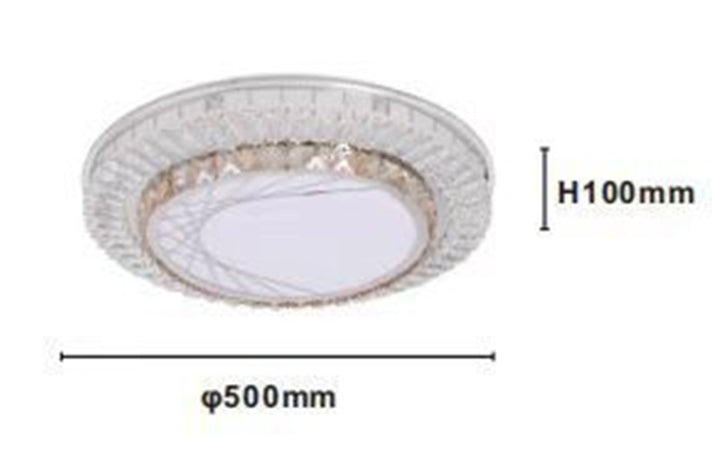 Plafoniera Da Soffitto 65w ø50cm Led A Strati Cristalli Ragnatela Luce Fredda 08034