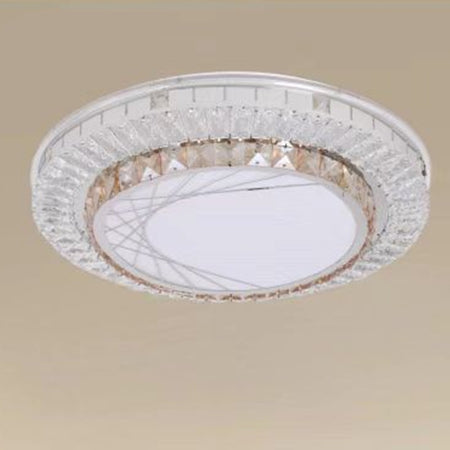 Plafoniera Da Soffitto 65w ø50cm Led A Strati Cristalli Ragnatela Luce Fredda 08034