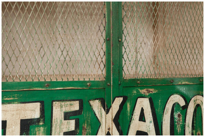 Biscottini Armadietto da officina texaco in ferro dipinto a mano stile vintage Offerta