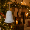 Pendente campana in metallo colore bianco per decorazioni natalizie