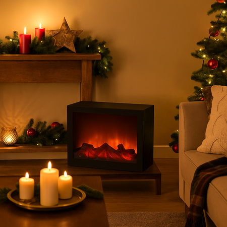 Camino con LED luminosi a luce calda con adattatore decorazione natalizia