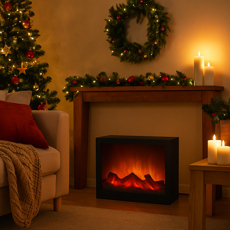 Camino con LED luminosi a luce calda con adattatore decorazione natalizia