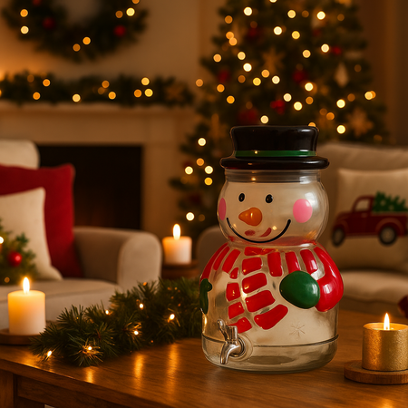Dispenser natalizio in vetro resistente con rubinetto per bibite