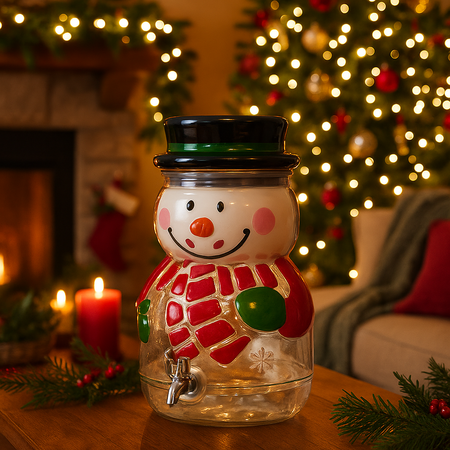 Dispenser natalizio in vetro resistente con rubinetto per bibite