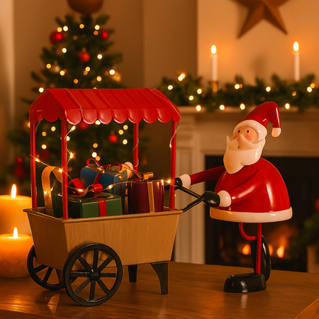 Scena natalizia carretto in metallo con luci Led per decorazioni natalizie