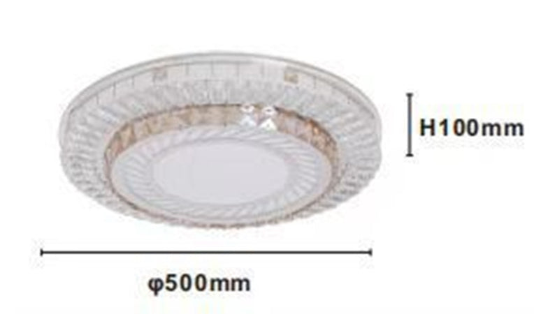Plafoniera Da Soffitto 65w ø50cm Led Design A Strati Con Cristalli Luce Fredda 71518