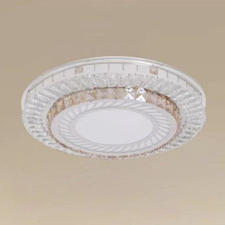 Plafoniera Da Soffitto 65w ø50cm Led Design A Strati Con Cristalli Luce Fredda 71518