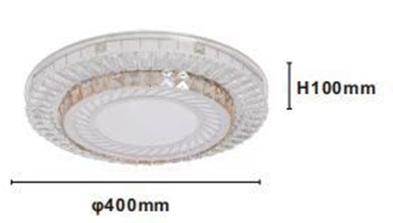Plafoniera Da Soffitto 45w ø40cm Led Design A Strati Con Cristalli Luce Fredda 66966
