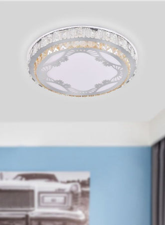 Plafoniera Soffitto 65w ø50cm Led Tondo A Strati Cristalli Decorato Luce Fredda 63283