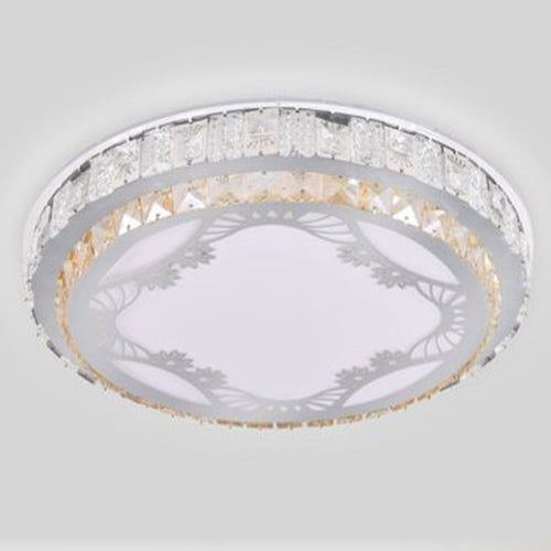 Plafoniera Soffitto 65w ø50cm Led Tondo A Strati Cristalli Decorato Luce Fredda 63283