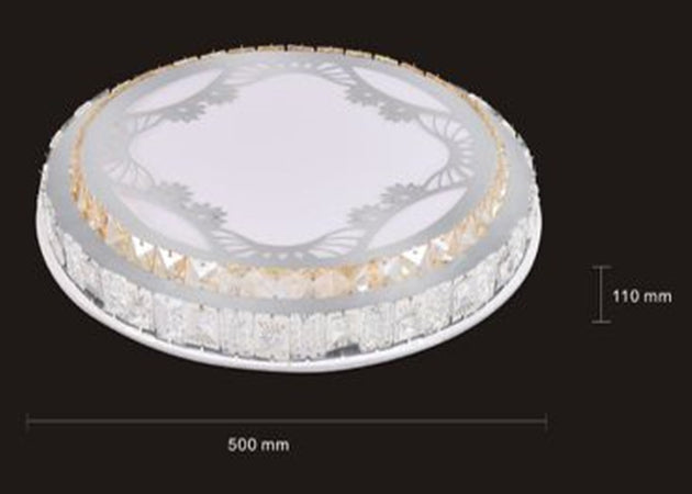 Plafoniera Soffitto 65w ø50cm Led Tondo A Strati Cristalli Decorato Luce Fredda 63283