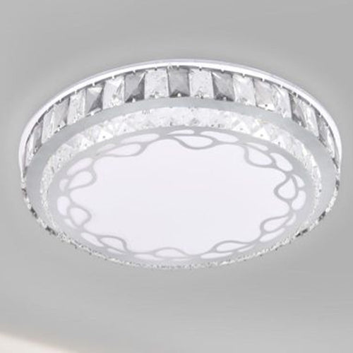 Plafoniera Soffitto 65w ø50cm Led A Strati Cristalli Decoro Astratto Luce Fredda 33904