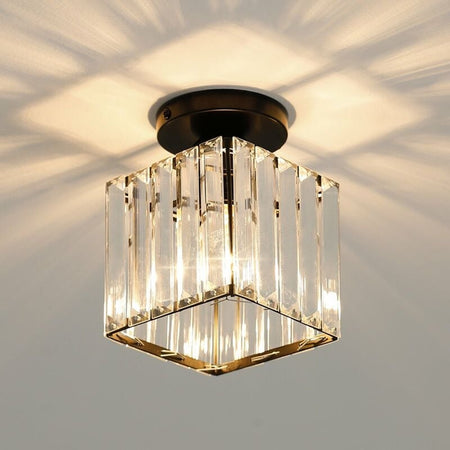Plafoniera Lampada Da Soffitto A Cubo Nero Attacco E27 In Cristallo Design Elegante