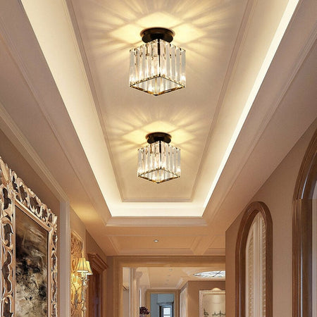 Plafoniera Lampada Da Soffitto A Cubo Nero Attacco E27 In Cristallo Design Elegante