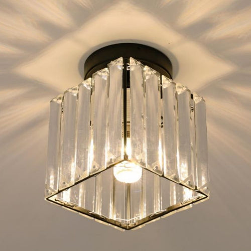 Plafoniera Lampada Da Soffitto A Cubo Nero Attacco E27 In Cristallo Design Elegante