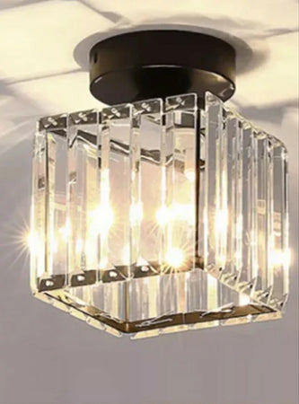 Plafoniera Lampada Da Soffitto A Cubo Nero Attacco E27 In Cristallo Design Elegante