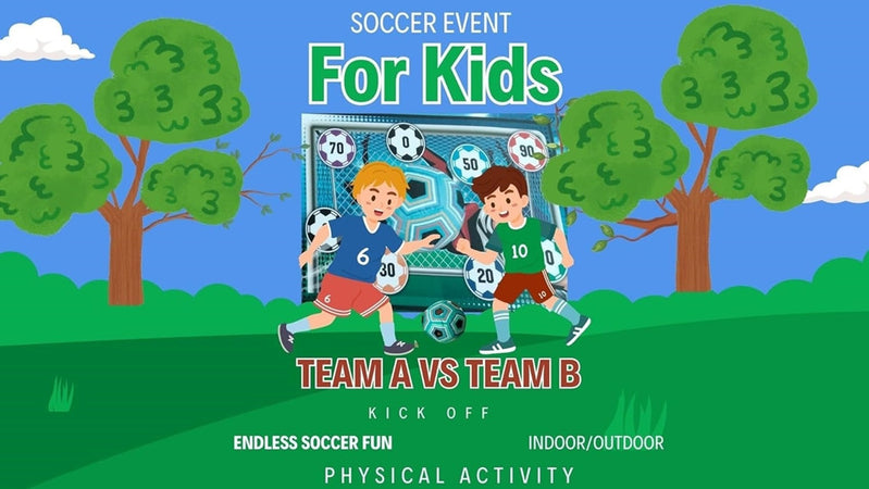 Set Gioco Per Bambini 8pz Pallone Da Calcio Picchetti Ganci Bersaglio Adesivo 60"x40"