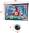 Set Gioco Per Bambini 8pz Pallone Da Calcio Picchetti Ganci Bersaglio Adesivo 60x40