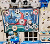 Set Gioco Per Bambini 8pz Pallone Da Calcio Picchetti Ganci Bersaglio Adesivo 60x40