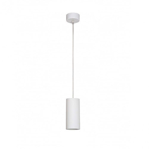 Lampadario Faretto Cilindro Pendente A Sospensione Attacco Gu10 Bianco 15cm 99920