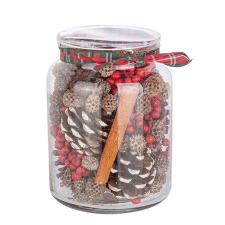 Vaso in vetro "Charlize" con pigne e materiale vegetale Ø 12 cm