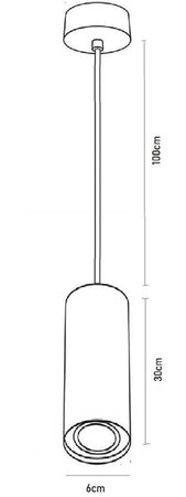 Lampadario Faretto Cilindro Pendente A Sospensione Attacco Gu10 Bianco 30 Cm 99944