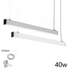 Plafoniera 40w 120cm Con Cavi Sospensione Alluminio Silver Illuminazione Luce 6500k 00640