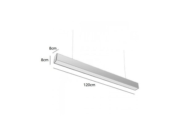 Plafoniera 40w 120cm Con Cavi Sospensione Alluminio Silver Illuminazione Luce 6500k 00640