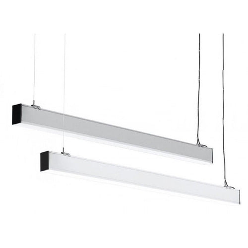 Plafoniera 40w 120cm Con Cavi Sospensione Alluminio Silver Illuminazione Luce 6500k 00640
