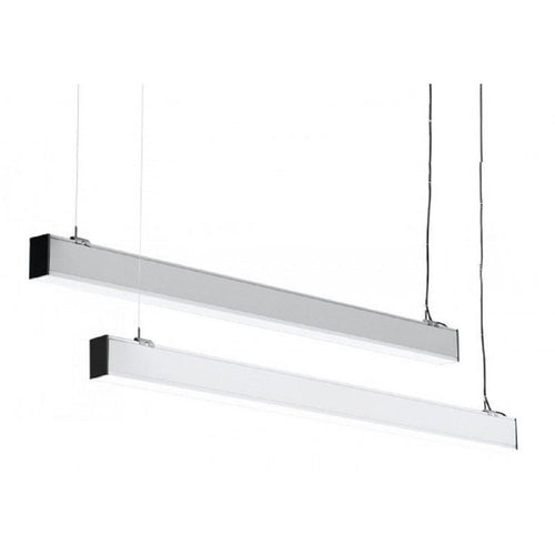 Plafoniera 40w 120cm Con Cavi Sospensione Alluminio Silver Illuminazione Luce 4000k 00657