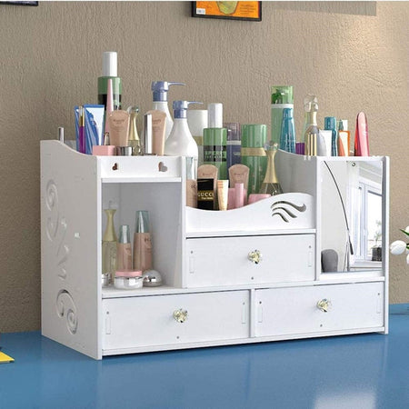 Organizer Compatto Multistrato Con Specchio Cassetti Per Trucco Accessori Gioielli