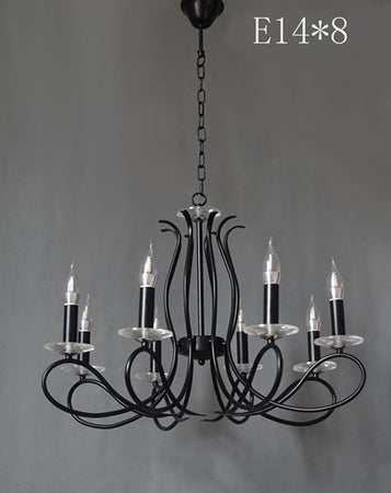 Lampadario Classico 8 Bracci E14 Da Soffitto Lampada A Sospensione Nero Elegante 00514