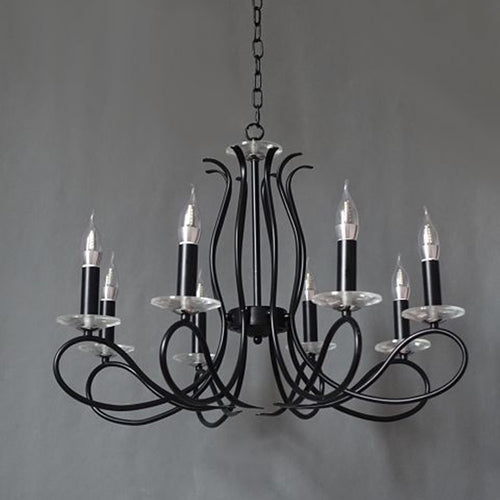 Lampadario Classico 8 Bracci E14 Da Soffitto Lampada A Sospensione Nero Elegante 00514