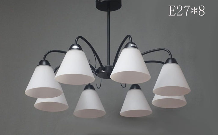 Lampadario Moderno A 8 Bracci Coppe In Vetro Lampada A Sospensione Luci E27 00859