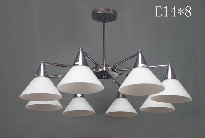 Lampadario Moderno Led A Sospensione A 8 Bracci Con Coppe Vetro Lampada Luce E14 00897