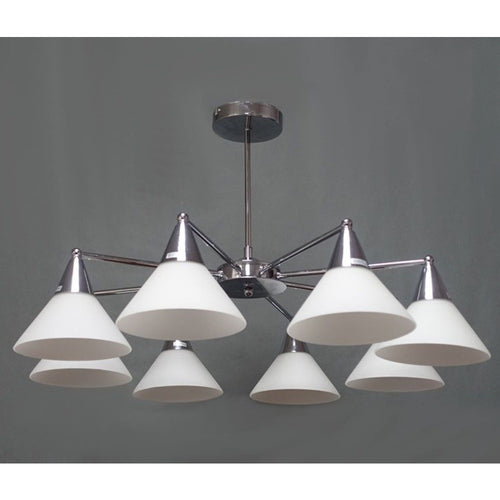 Lampadario Moderno Led A Sospensione A 8 Bracci Con Coppe Vetro Lampada Luce E14 00897