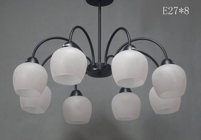 Lampadario Da Soffitto E27 8 Bracci Moderno Lampada Con Coppe In Vetro Sospesa 00934