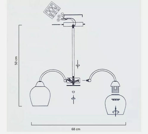 Lampadario Da Soffitto E27 8 Bracci Moderno Lampada Con Coppe In Vetro Sospesa 00934