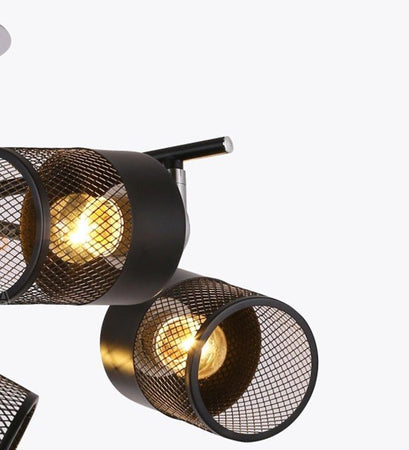 Lampadario Plafoniera A Soffitto Con 5 Paralumi Lampade Attacco E27 In Metallo 00280