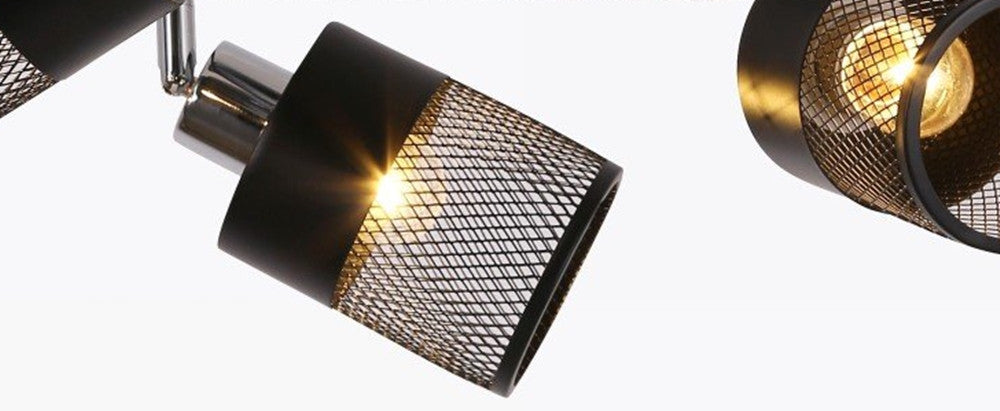 Lampadario Plafoniera A Soffitto Con 5 Paralumi Lampade Attacco E27 In Metallo 00280