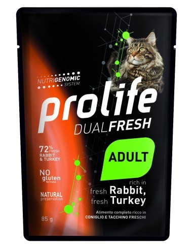 Prolife Dualfresh mangime umido Gatti Adulti coniglio e tacchino 85 gr