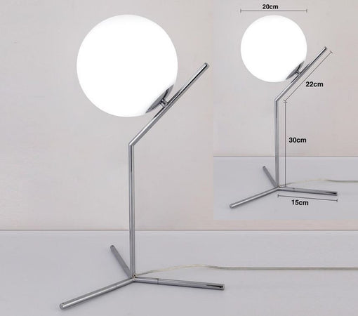 Lampada Scrivania Ramo Con Sfera E27 Argento Lucido Luce Tavolo Minimal Led 10236