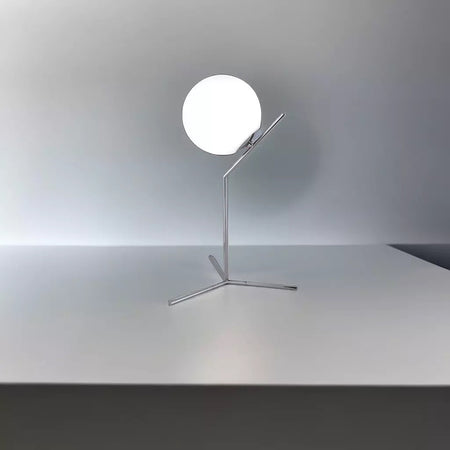 Lampada Scrivania Ramo Con Sfera E27 Argento Lucido Luce Tavolo Minimal Led 10236