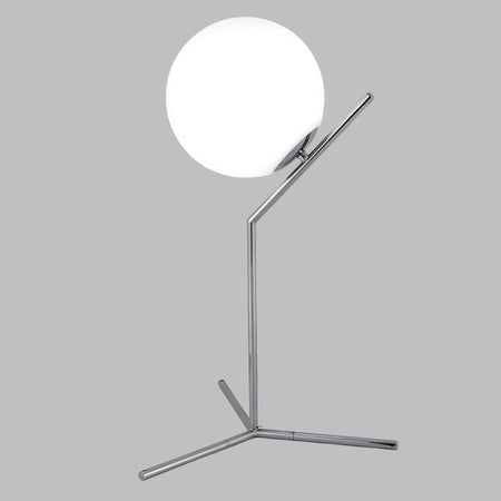 Lampada Scrivania Ramo Con Sfera E27 Argento Lucido Luce Tavolo Minimal Led 10236