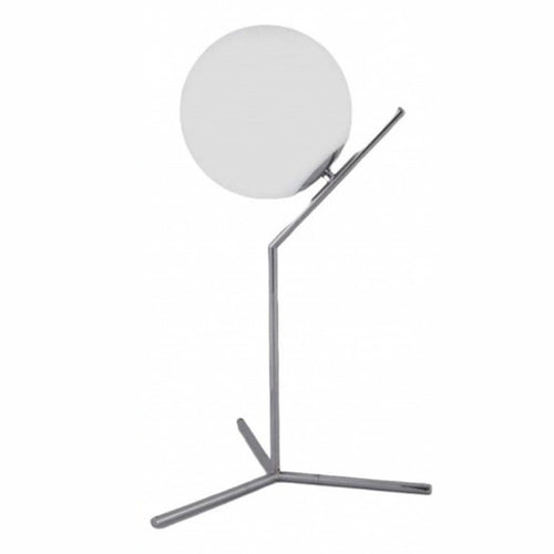 Lampada Scrivania Ramo Con Sfera E27 Argento Lucido Luce Tavolo Minimal Led 10236