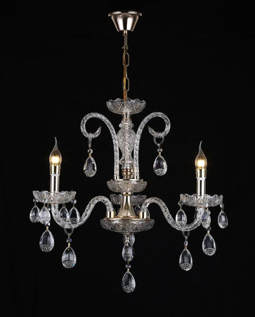Lampadario A 3 Bracci Classico A Sospensione Lampada Impero Barocco Cristalli 92471