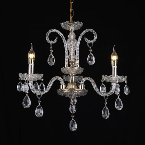 Lampadario A 3 Bracci Classico A Sospensione Lampada Impero Barocco Cristalli 92471