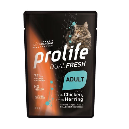 Prolife Dualfresh mangime umido Gatti Adulti pollo e aringa 85 gr