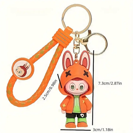 1 PORTACHIAVI CON PERSONAGGIO CARTONI ANIMATI LABUBU RESISTENTE IN SILICONE PLASTICA